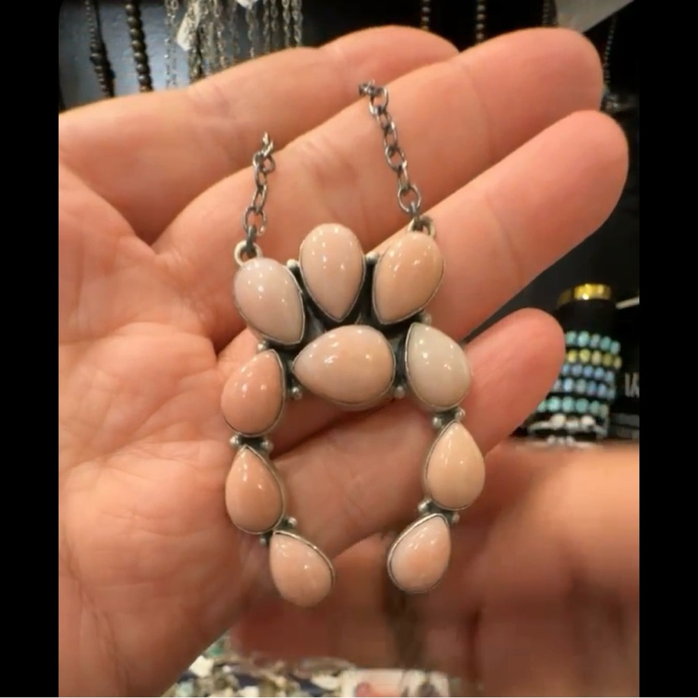 Elegant Silver and Pink Teardrop Necklace